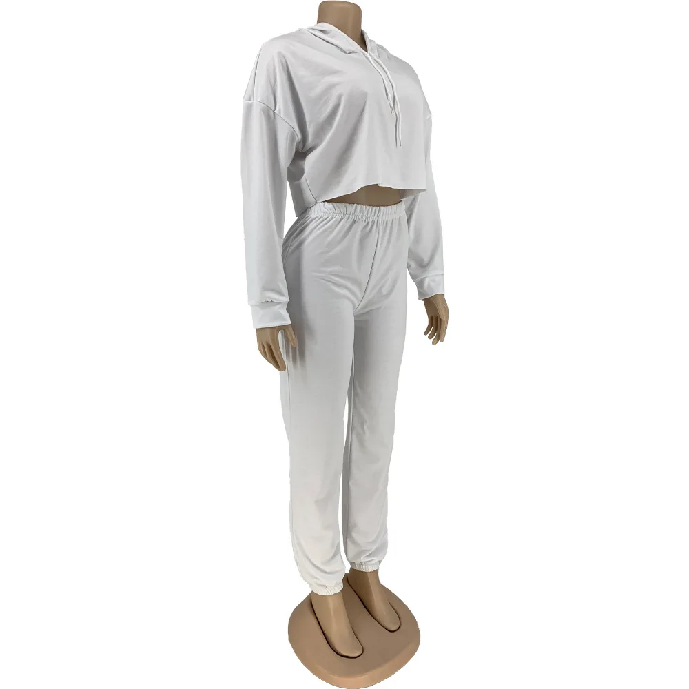 

Autumn Winter Women Outdoor Casual Two Piece Set Women Hooded Navel Top And Pants Tracksuit Sweatsuit Woman Clothes