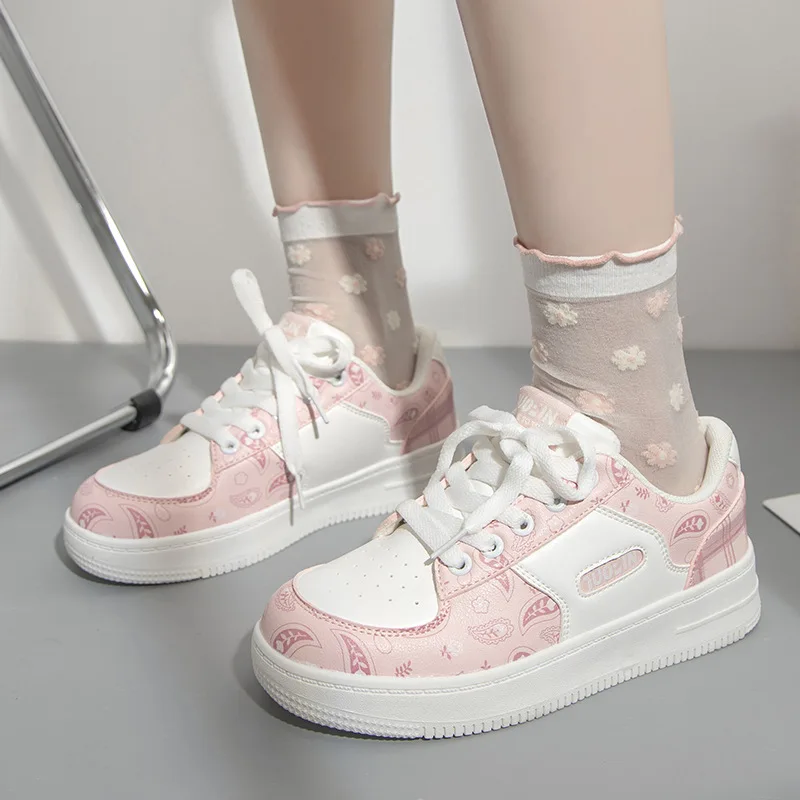 

Женские спортивные туфли Kawaii, белые женские кроссовки, Повседневная весенне-Осенняя обувь для корзины, теннисной платформы, плоская Вулкан...