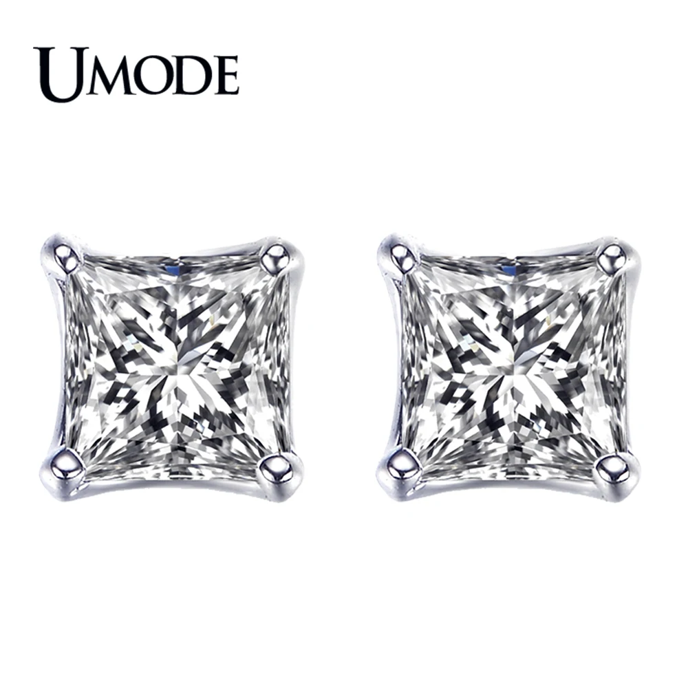 Женские серьги гвоздики из белого золота с фианитом 5 мм 0 63 карат|cz stud earrings|brand