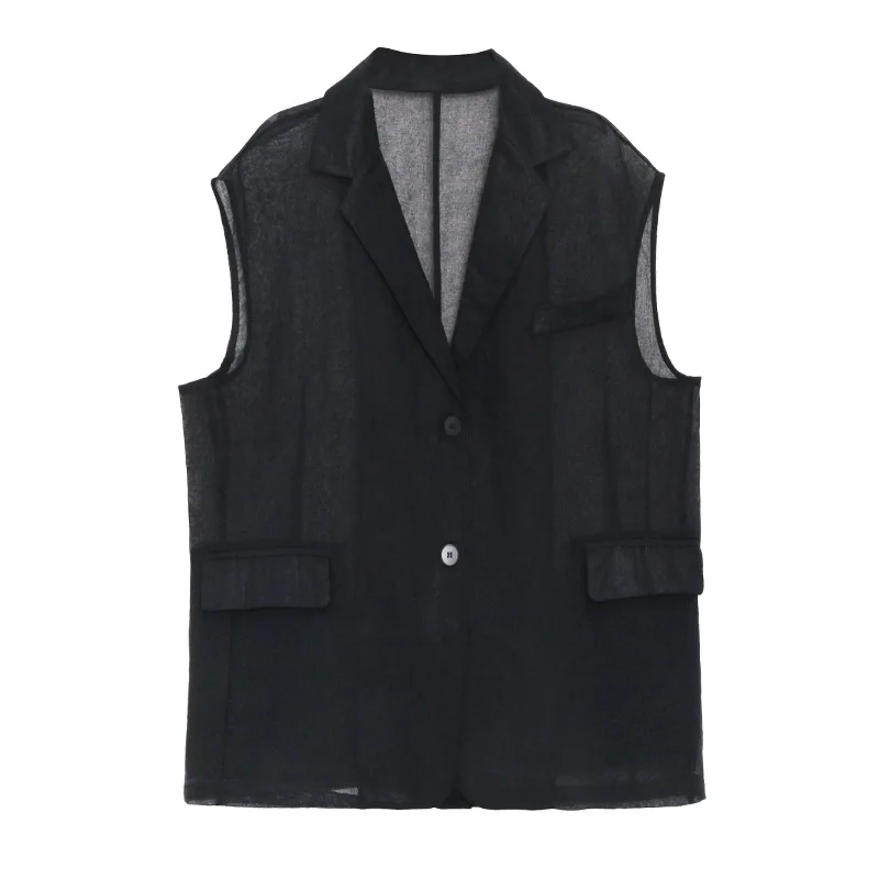 

Japanese Style Dark Style Micro Transparent Sunscreen Vest Female 2021 Summer Thin Loose Younger Fashion Outerwear Vest