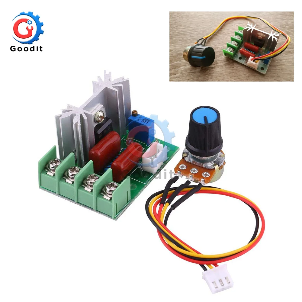 AC 50 V-220 V 2000W регулятор скорости двигателя высокая мощность SCR регулятор напряжения Диммеры Регулятор модуль с потенциометром 110V