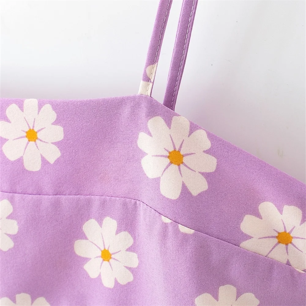 Женское мини платье с высокой талией и цветочным принтом летнее в пасторальном