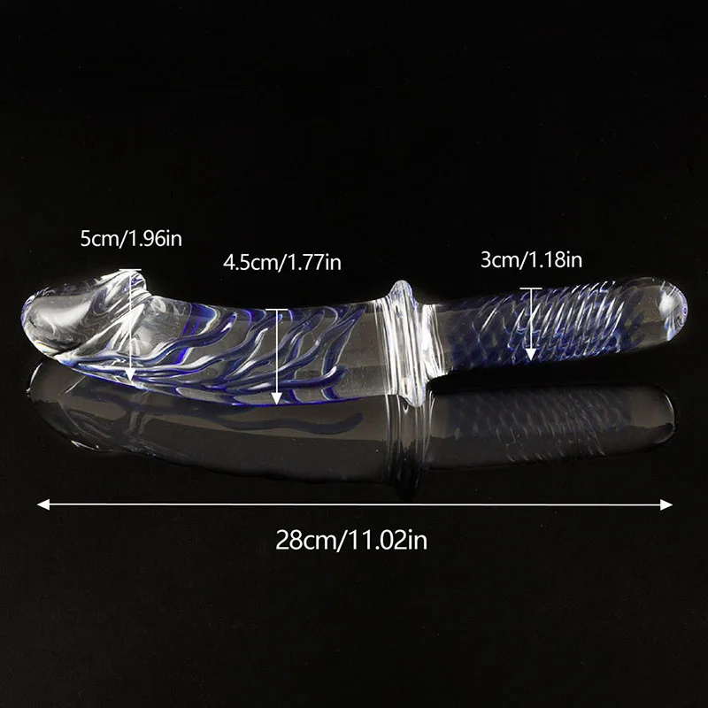 Термостойкий Хрустальный фаллоимитатор с ручкой огромный стеклянный анальный