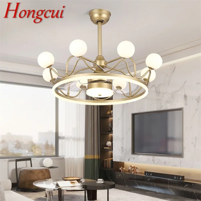 

Hongcui Ceiling Lamps With Fan Gold With Remote Control 220V 110V LED Fixtures For Rooms Living Room Bedroom Restaurant
