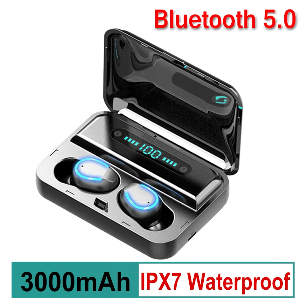 TWS светодиодный дисплей IPX7 водонепроницаемый мини беспроводной стерео Bluetooth 5 0