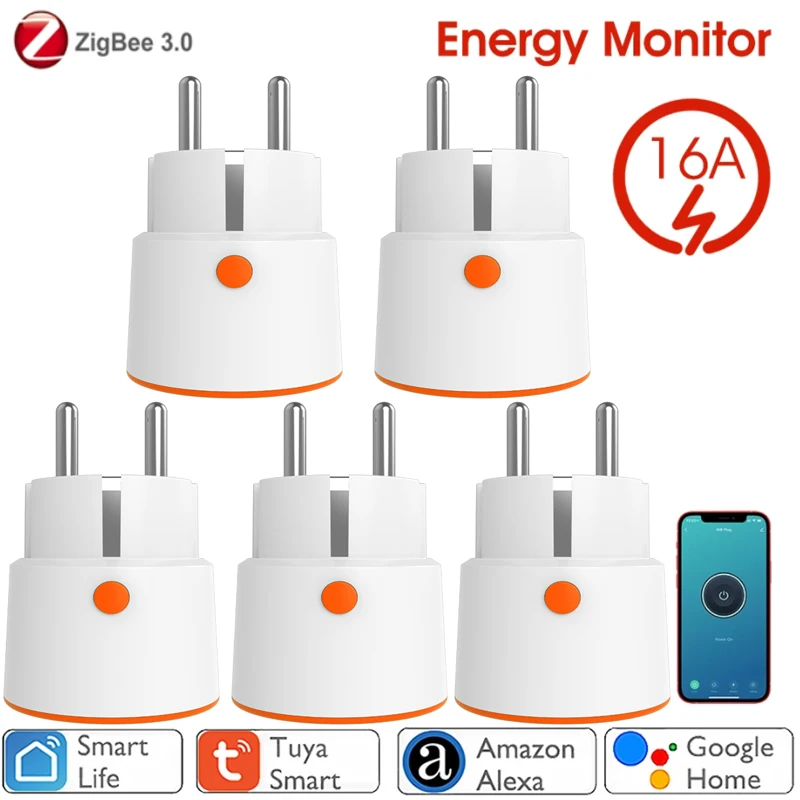

Tuya ZigBee 3.0 Smart Power Plug 16A Wireless App Voice Remote Control Socket Energy Monitor Outlet Works with Alexa Google Home
