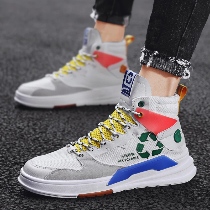 

CYYTL Men Casual Sneakers High Top Trend Fashion Shoes Platform Basket Homme Teenagers Patchwork Botas Invierno Hombre