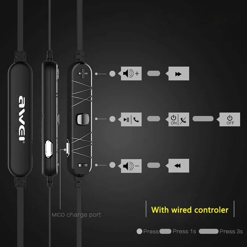 Беспроводные Наушники AWEI A620BL Bluetooth наушники для телефона с микрофоном гарнитура