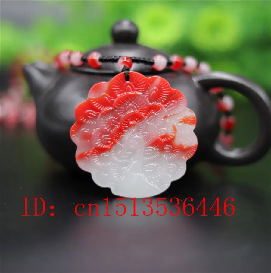 Китайский белый красный нефрит подвеска на ожерелье Павлин Шарм ювелирные