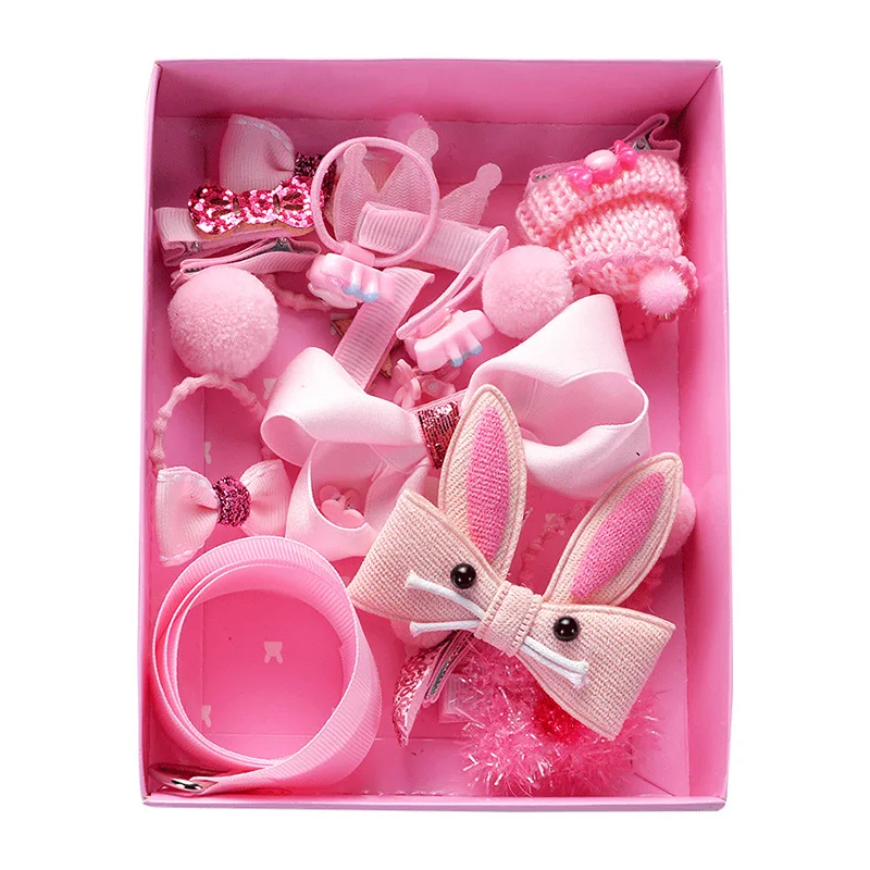 18 Sets of Hair Rope Children Headdress Korean Version The Girl Fabric Hairpin Creative Rubber Band Accessories Gift Box |