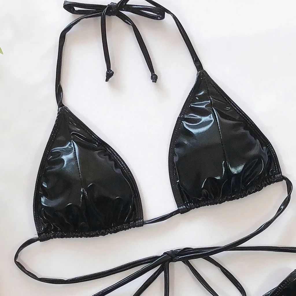 Женский цельный кожаный бандажный бикини пуш-ап с подкладкой купальный костюм