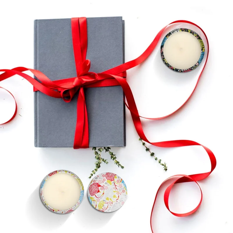 Candle Rose Kit Christmas Smokeless Fragrance Aromatherapy with Tin Jar Plant Essential Oil Natural Soy Wax Home Decor | Дом и сад