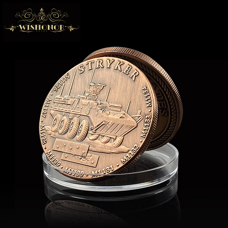 Новинка 2017 сувенирные монеты в стиле милитари США танк Stryker позолоченная монета