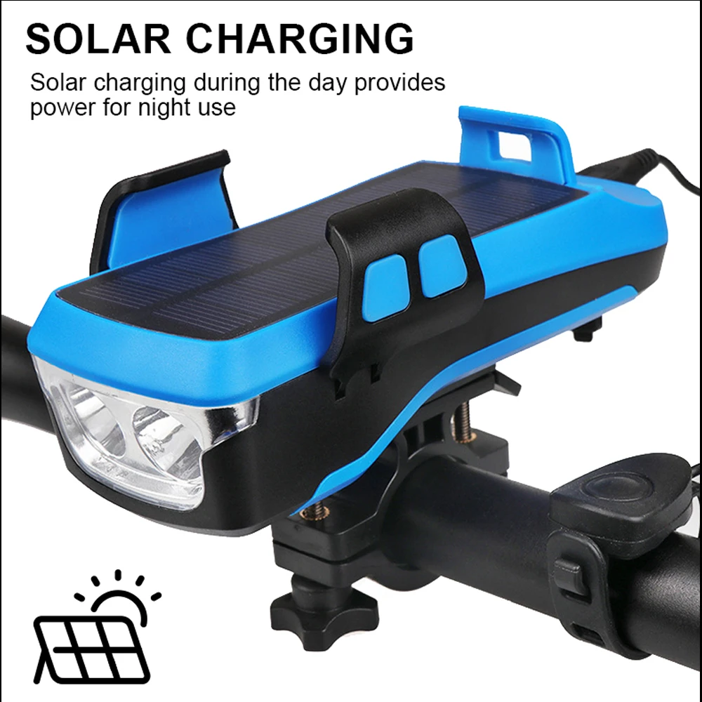 fivemi 5 in 1 led bike light front usb rechargeable solar horn phone holder cycling lamp flashlight for bicycle light lantern free global shipping