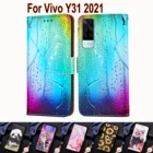 Чехол-книжка для Vivo Y31, кожаный чехол-бумажник для телефона Vivo Y 31 2021