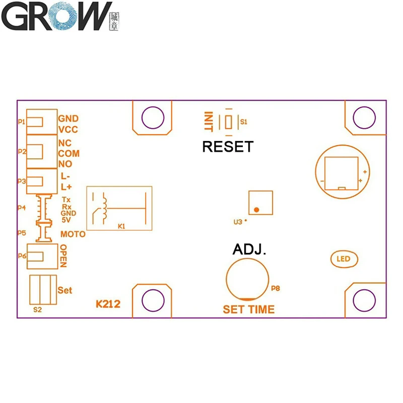 GROW K212+ R305 переключатель питания панель контроля отпечатков пальцев дверная система+ R305 контроль доступа отпечатков пальцев