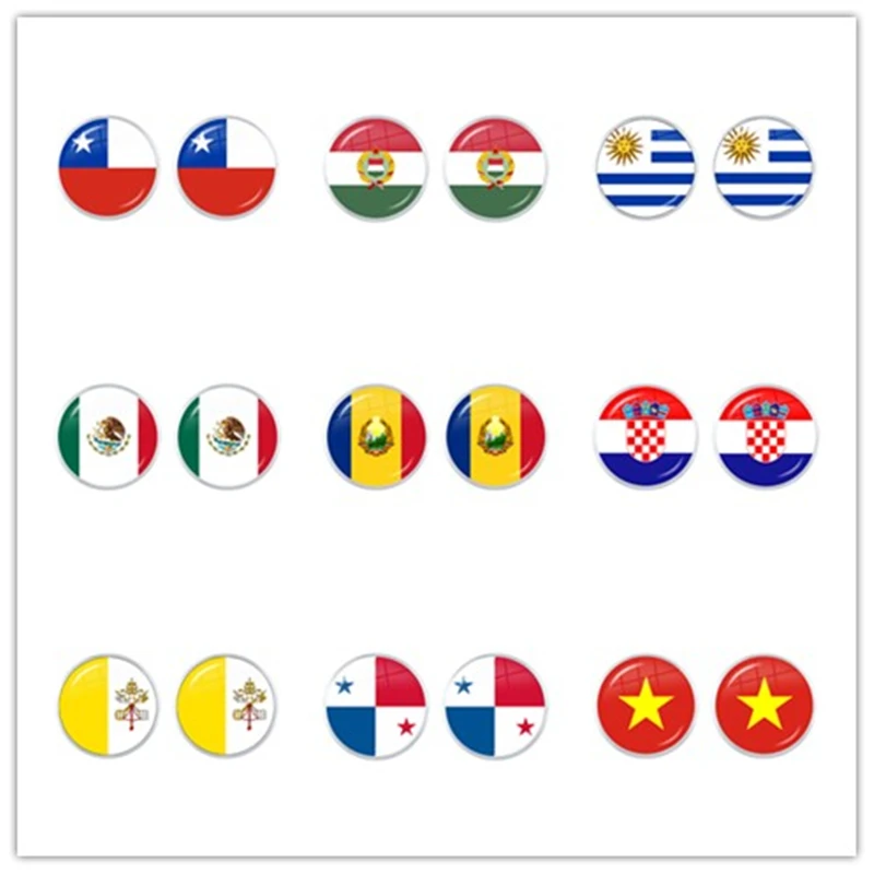 Женские серьги гвоздики Чили Венгрия Уругвай Мексика Хорватия Румыния Ватикан