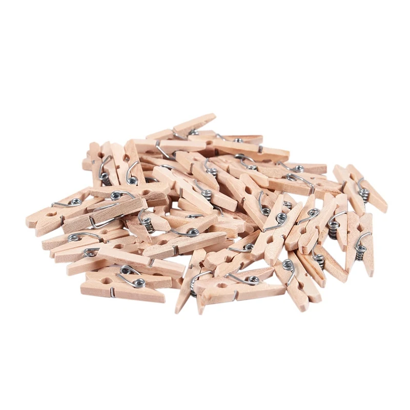 

Mini Wooden Clothes Photo Paper Peg Clothespin Craft Clips 25Mm 40Pcs