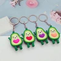 cute avocado keychain charms simulated fruit 3d soft glue heart avocado key chains couple jewelry women fashion christmas gifts