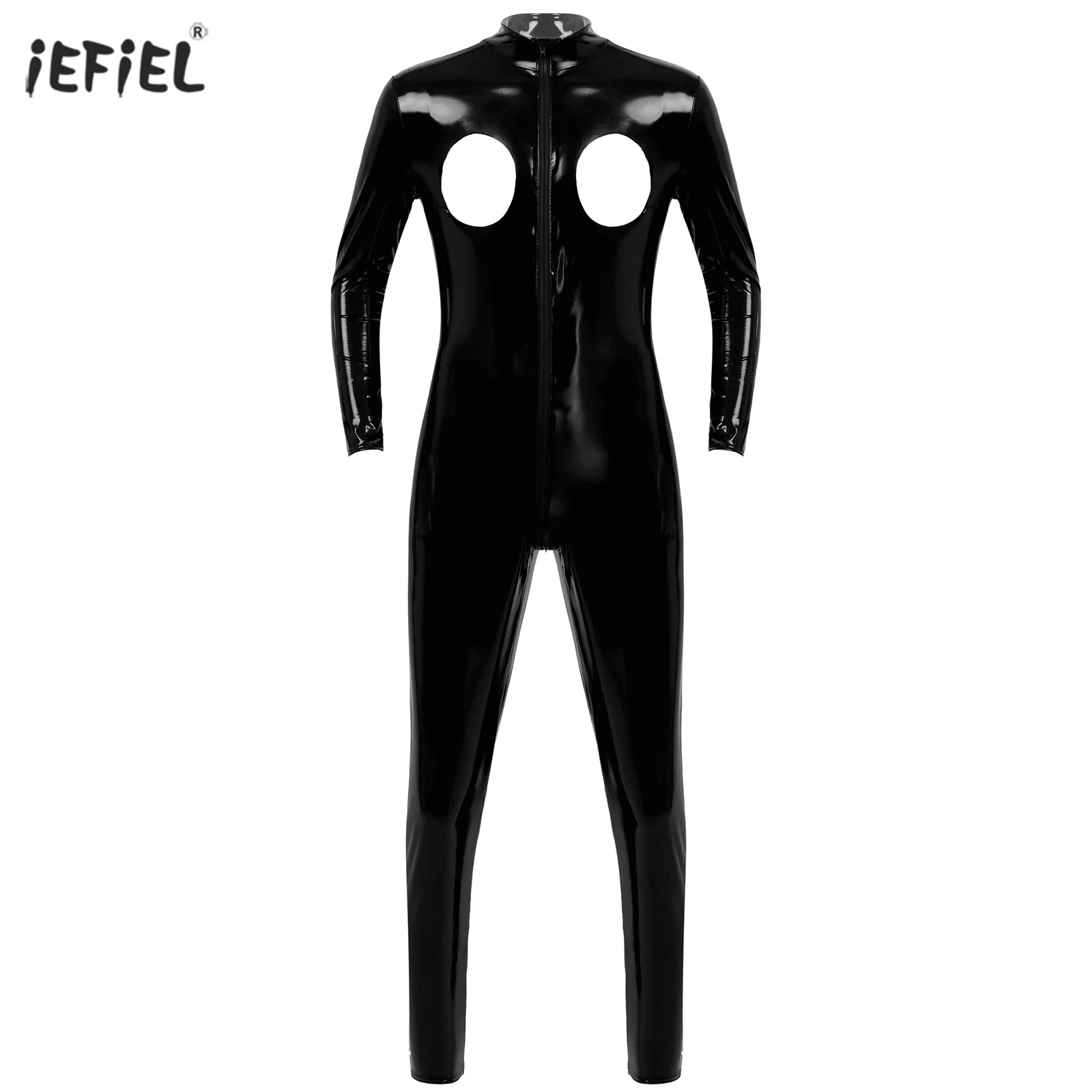 

Черный латексные лосины облегающее сексуальное боди, женское белье мужские блестящие кожаное боди с леопардом комбинезоны с открытой груд...