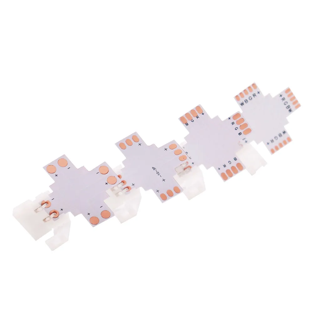 Led Strip Connector 2/3/4/5PIN Corner 10mm T/L/X Shape Free Soldering Easy Use For RGB Led Lights WS2811 WS2812B 3528 5050 5630 images - 3