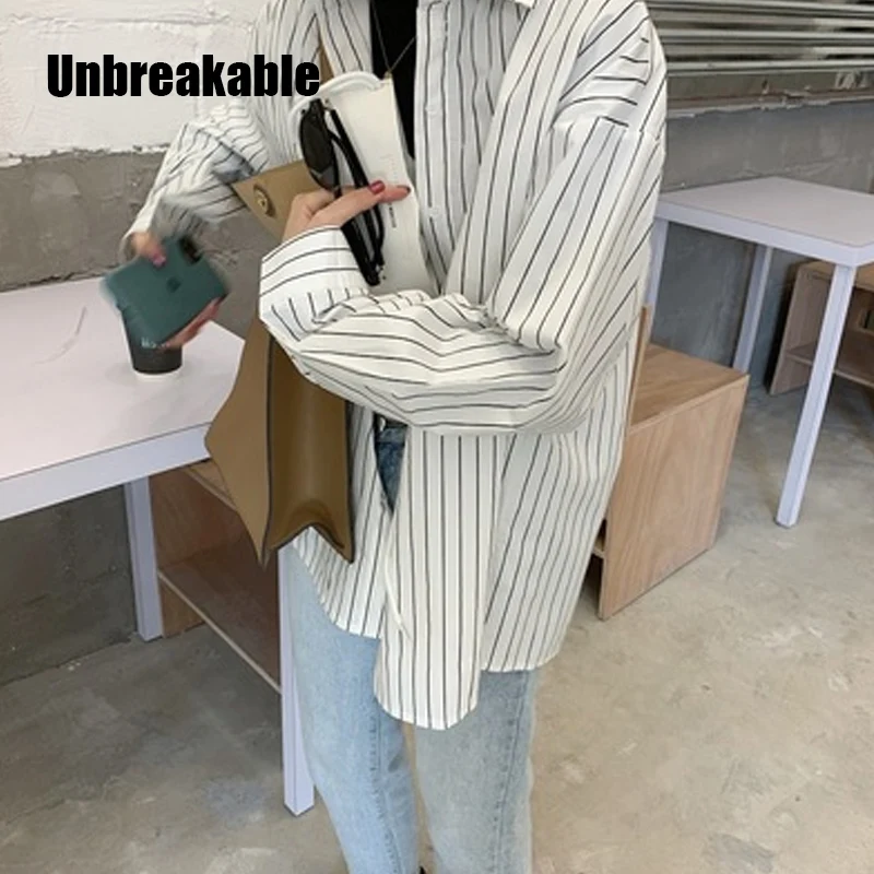 

Unbreakable Casual Striped White Blouse Shirts for Women Long Sleeve Single-breasted Ladies Blouse Streetwear 2020 Spring Blusas