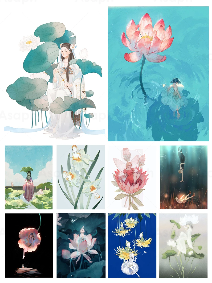 

Flower Lotus Fairy Diy 5D Diamond Painting Full Square and Round Embroidery Mosaic Kit Wall Art Handmade Home Decoration Gifts