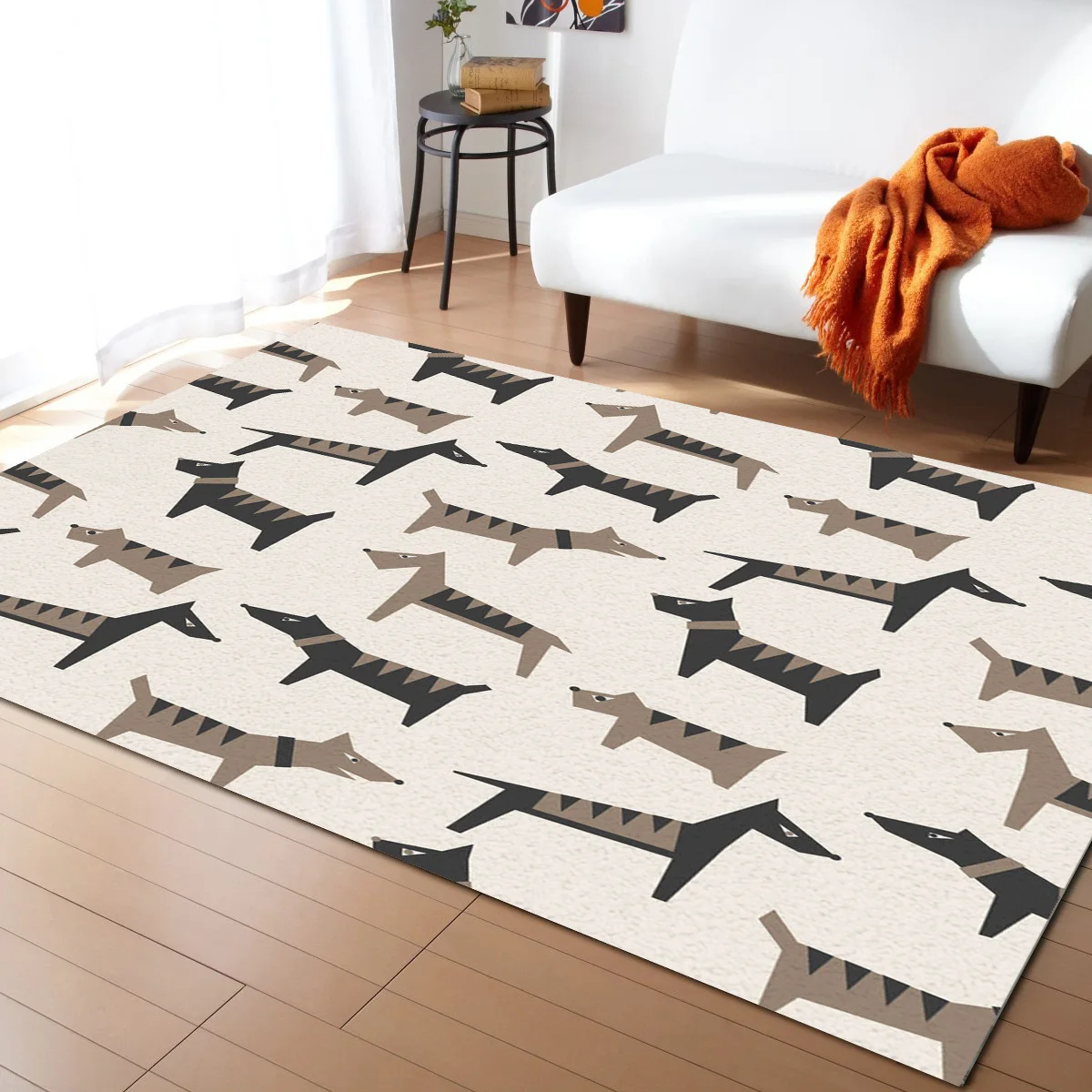 

Dog Silhouette Cartoon Animal Carpet Bedroom Room Bedside Blanket Rug for Living Room Cloakroom Carpet Bedroom Decor