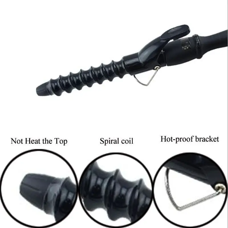 Щипцы для завивки волос спиральные щипцы Быстрое нагревание ЖКД электрические