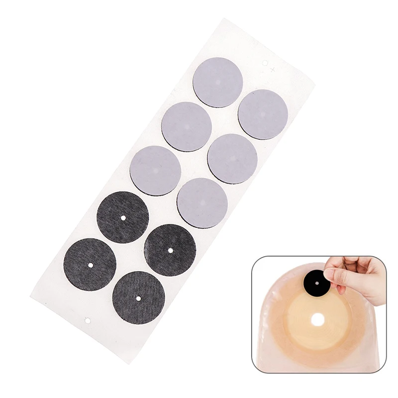 

10pcs Anorectal Ostomy Bag Filter Activated Carbon Sheet Absorb Exhaust Deodorize Activated Carbon Filter