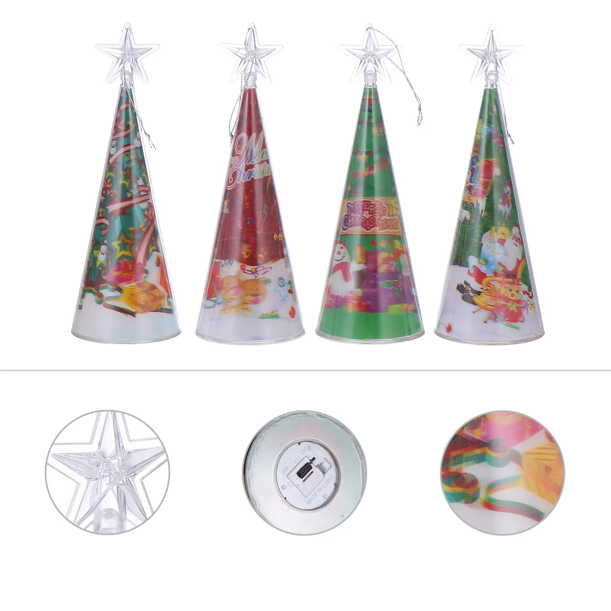 

4 шт. рождественские светящиеся декоративные мини-елки, освещающие Рождественские елки (красно-зеленые)