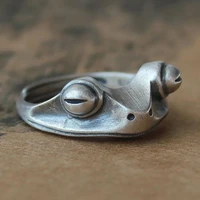 vintage frog ring for women artistic design retro opening resizable unisex female statement bohemian rings silver color gift