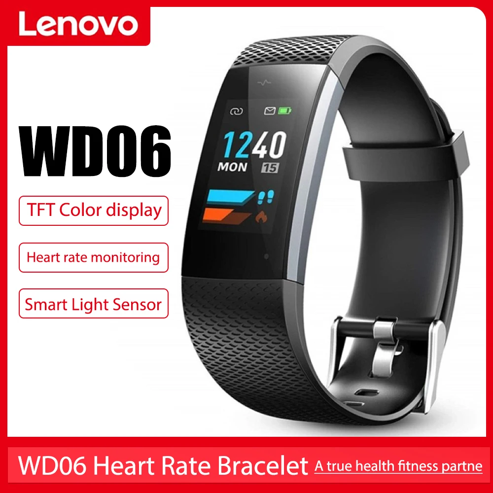 

Lenovo WD06 Smart Watch Bracelet Heart Rate Monitor Pulse Meter Sport Fitness Tracker Calorie Call Reminder for Android IOS