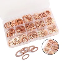 200pcs copper washer gasket nut and bolt set flat ring seal assortment kit with box m8m10m12m14 for sump plugs