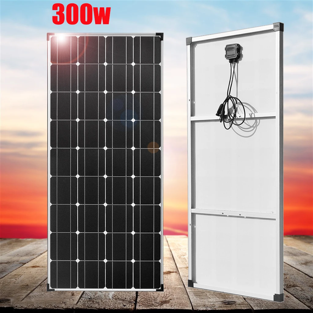 300w solar panel 12v 24v battery charger kit PV system aluminum frame extension cable for car Rv camping marine home 1000w 220v |