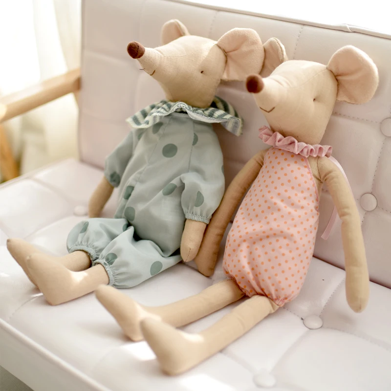 

35/45/60cm Cartoon Nordic Style Mouse Plush Toys Cute Mouse Dolls Dressed Plushies Green Pink Birthday Gift for Child Baby