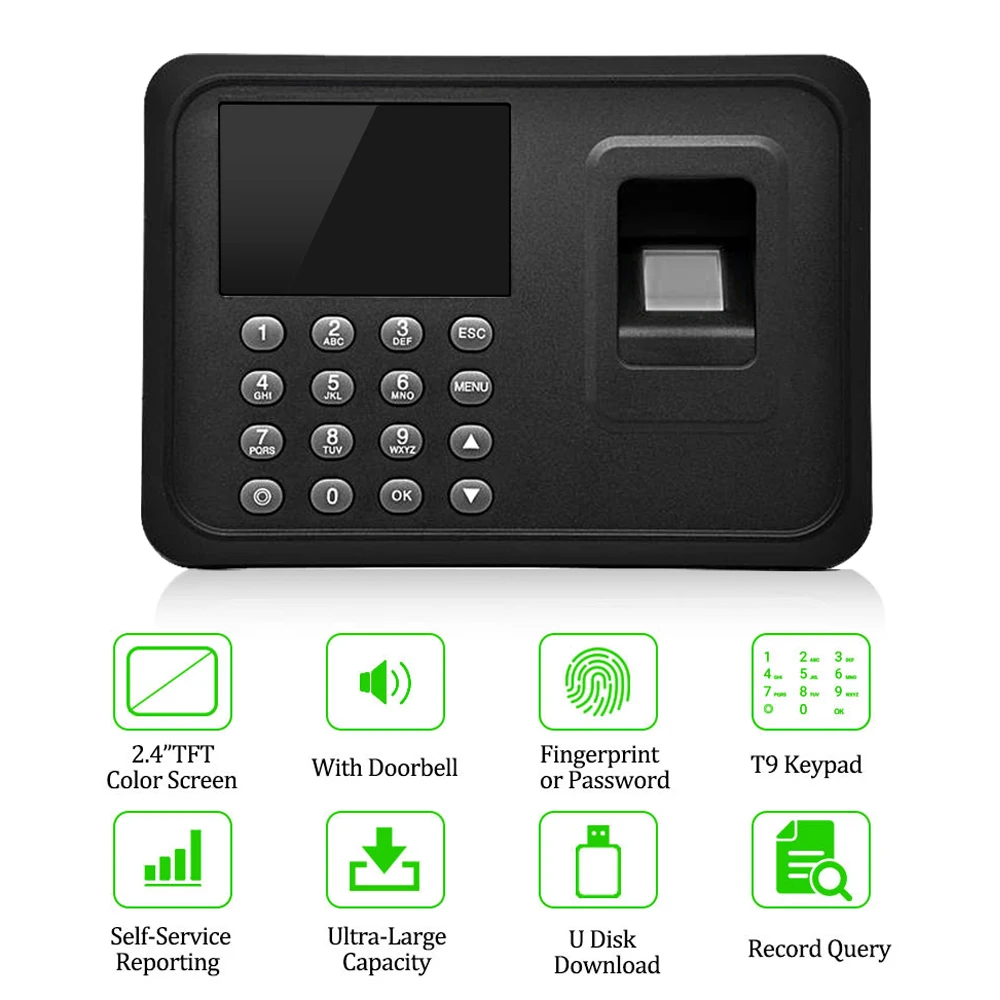 2 4 дюйма биометрический отпечаток пальца посещаемость машина система USB палец