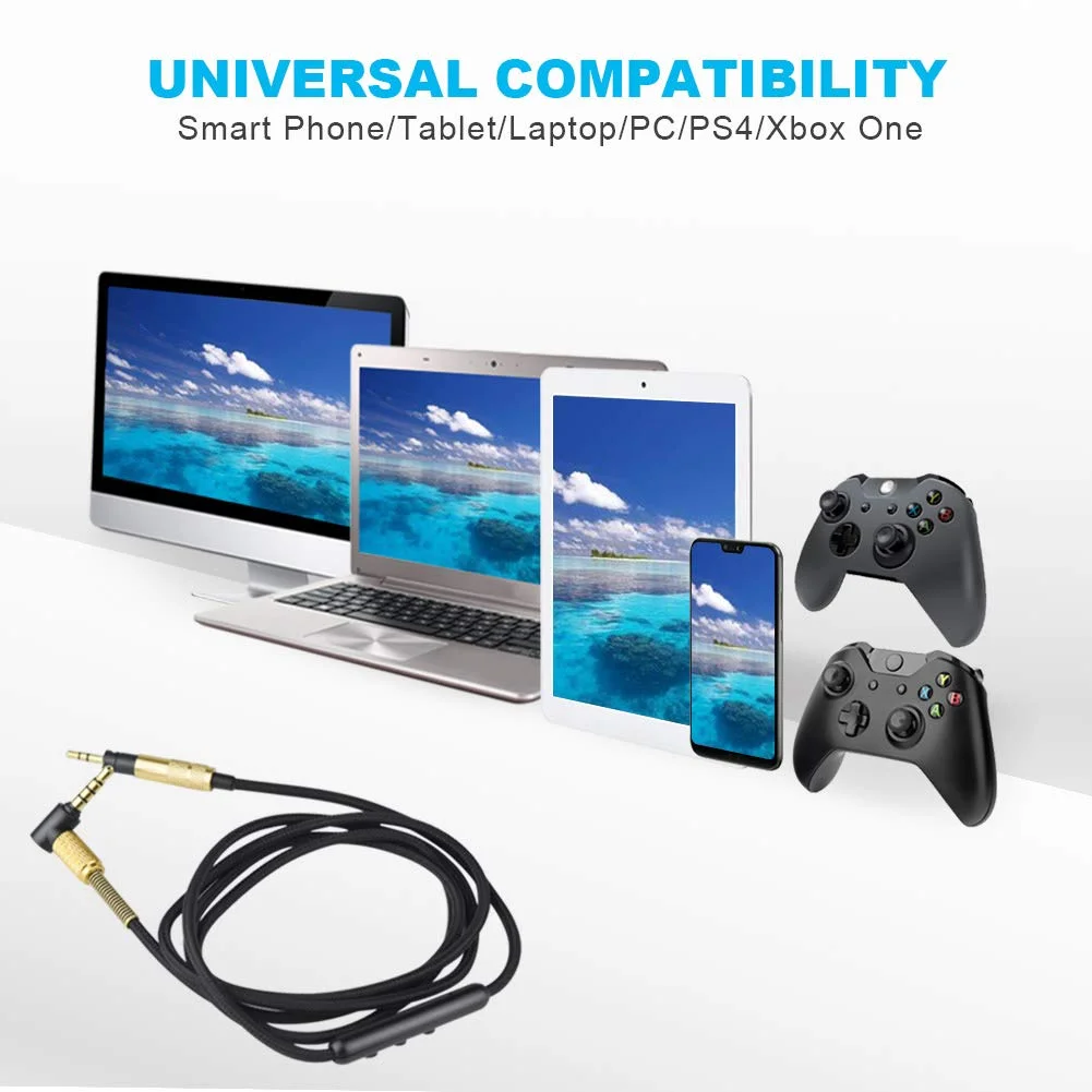 

Upgrade Replacement Stereo Audio Cable Extension Music Cord For Sennheiser Momentum 2.0 HD1 Over On Ear Headphones 1.2meters