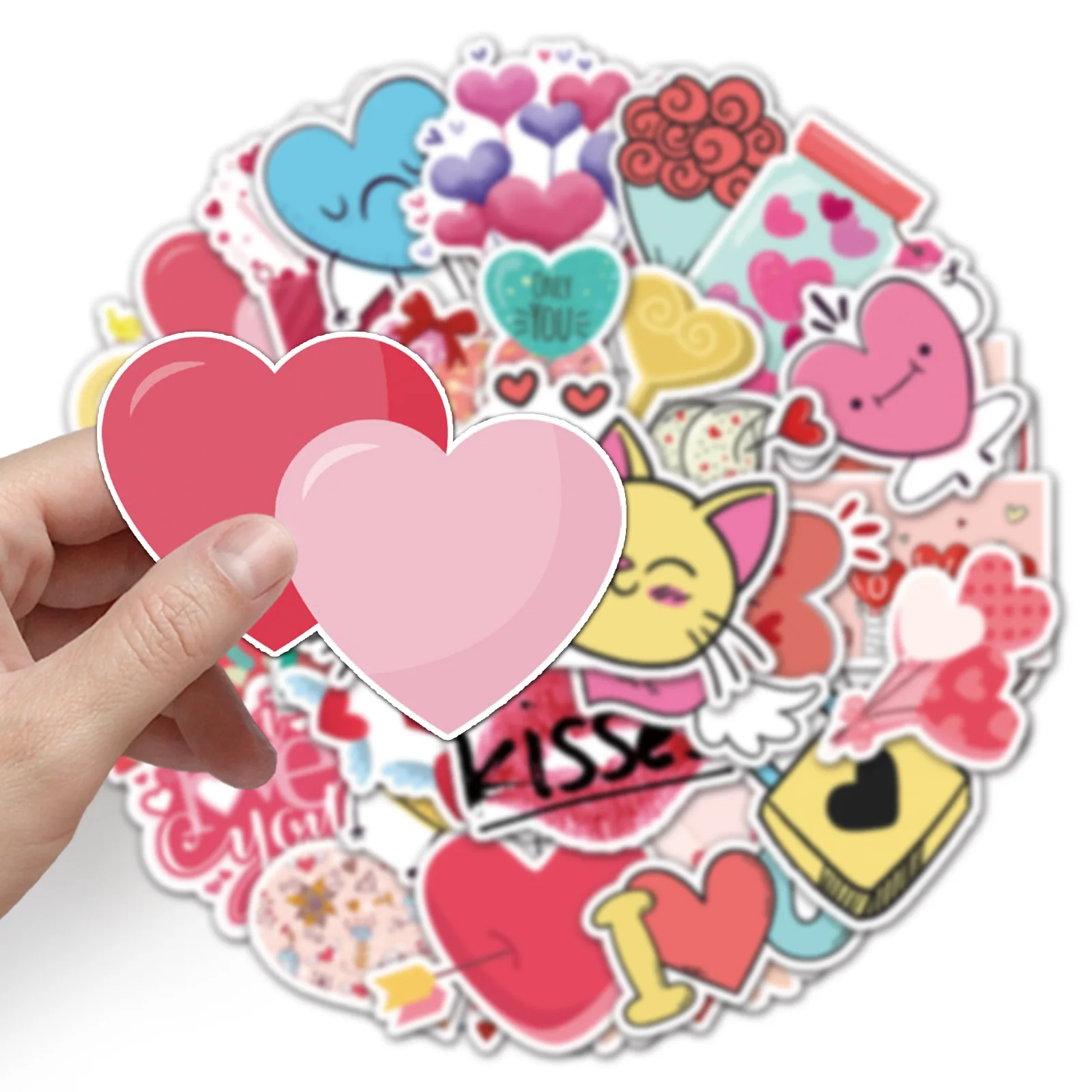 

10/30/50pcs Classic Cartoon Diy Valentine's Day Sweet Ins Wind Graffiti Window Wall Water Cup Trolley Popular Sticker Laptop