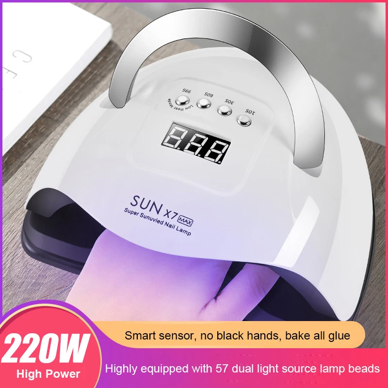 

220W Nail Lamp Four-speed Intelligent Induction Phototherapy Lamp Nail Professional Nail Gel Curing Machine Timer TSLM1