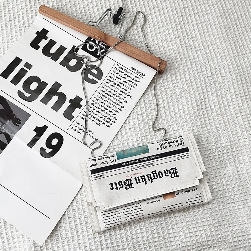 

2021 летняя сумка из искусственной кожи, Женская креативная сумка-мессенджер с газетным принтом, маленькая сумка-конверт для женщин, сумка че...