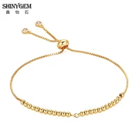 shinygem gold plating charms adjustable 3mm gold bead chain bracelet connector handmade bangles anklet for women jewelry making