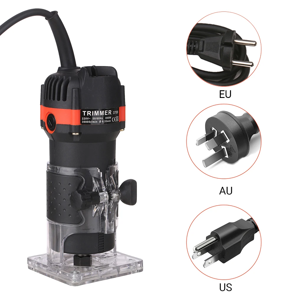 

KKmoon 800W 30000r/min Electric Wood Trimmer Wood Router Laminate Trimmer Professional Slotting Trimming Grooving Machine