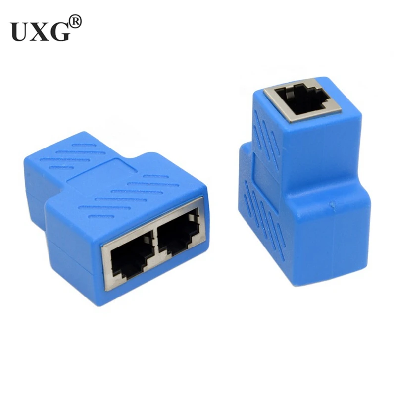 Cat6e STP UTP Cat6 RJ45 8P8C штекер в двойной Сплиттер сетевой Ethernet коммутатор адаптер синий