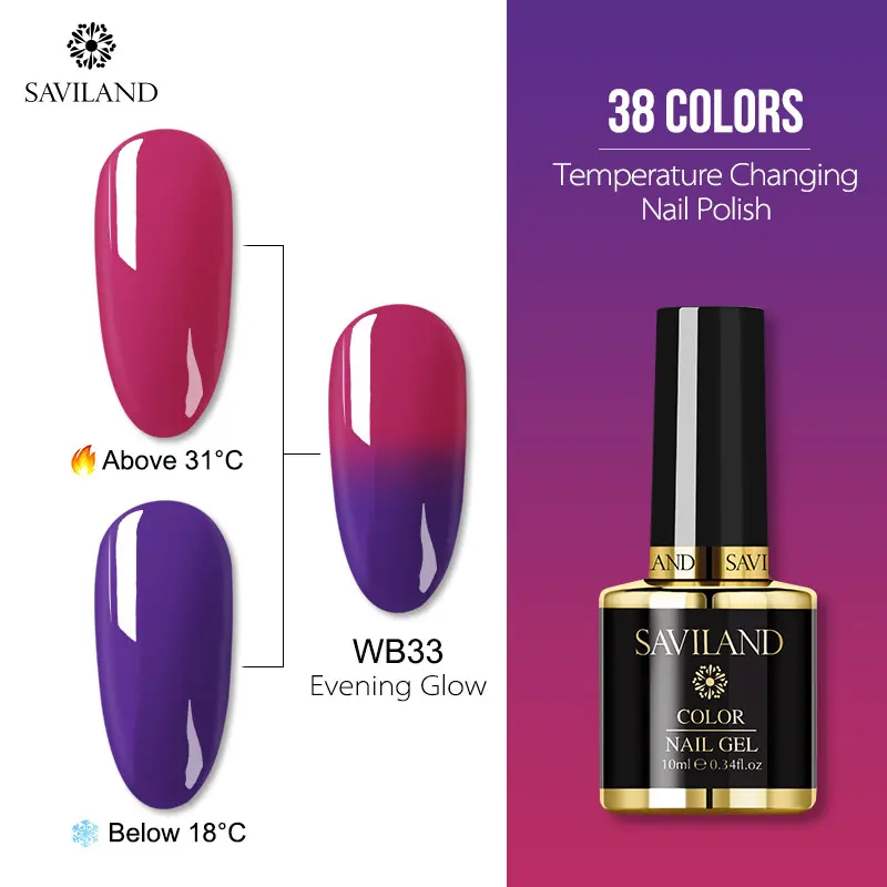 10ml WB33 SAVILAND температурный меняющий Цвет Гель-лак UV Vernis полуперманентный Блеск Гель-лак верхнее покрытие Гибридный лак для ногтей - Цвет: 10ml WB33