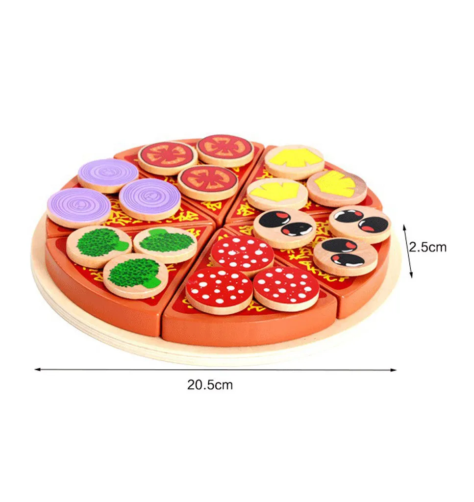 

Funny Kids Pretend Role Play Pizza Wooden Toy Food Cooking Simulation Tableware Kitchen Pretend Classic Children Educational Toy