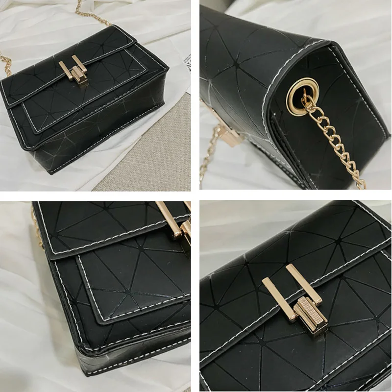 

Women small square bag wild crack shoulder bag fashion crossbody bag for women ladies chain shoulder bag white silver black bag