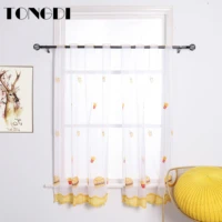 tongdi home kitchen curtain short tiers cartoon hamburg embroidery tulle small valance decoration for window kitchen dining room