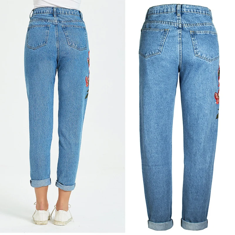 Джинсы женские прямые из чистого хлопка с вышивкой на весну | Женская одежда