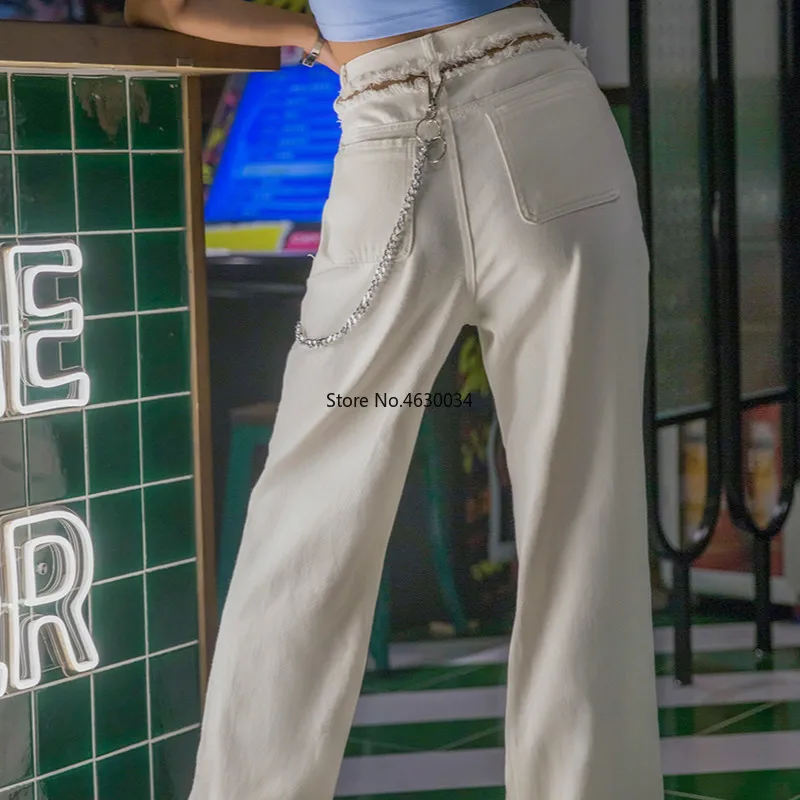 Женские однотонные брюки кэжуал с дырками и пуговицами длинные высокой талией